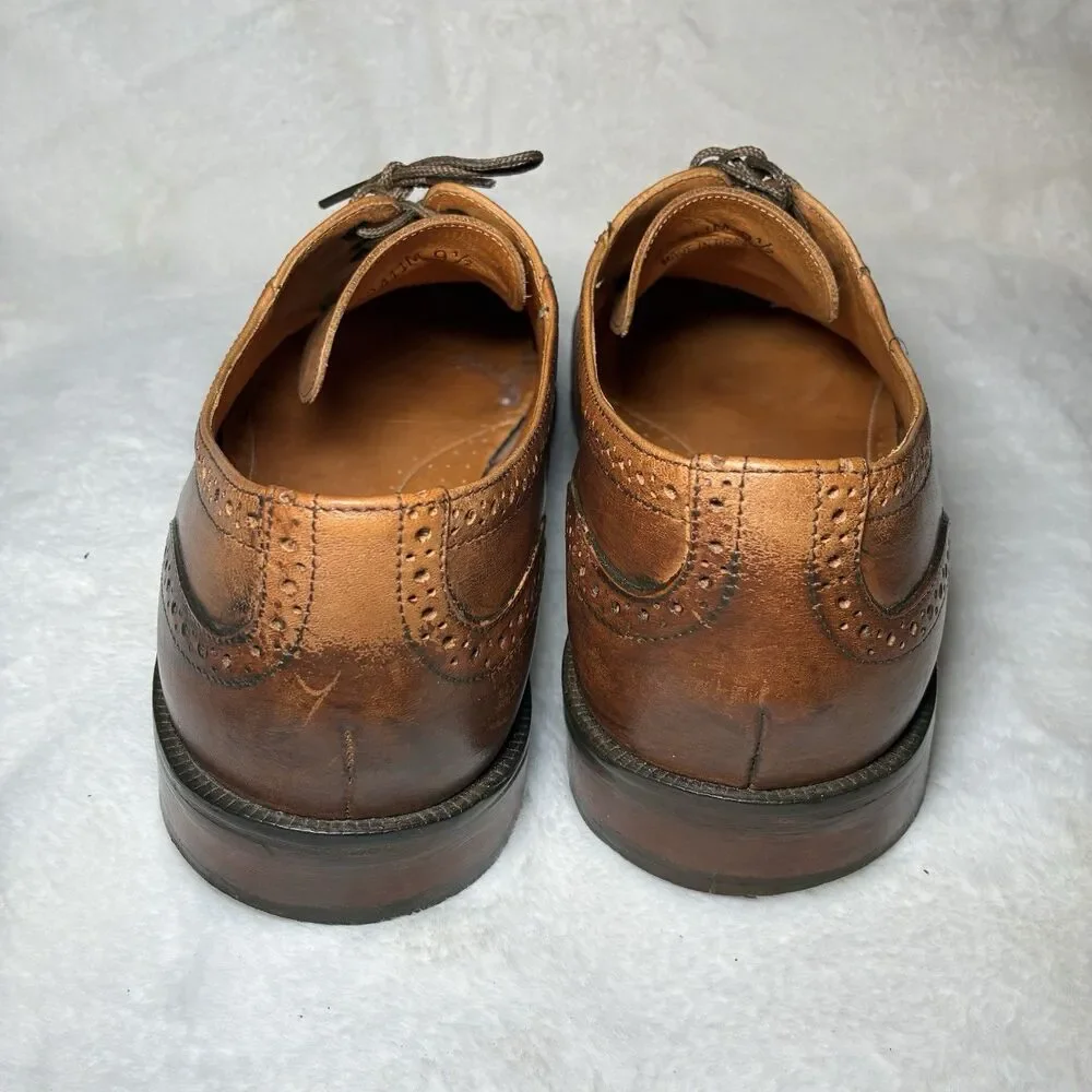 Martin Dingman Cambridge Cap Toe Oxford Dress Shoe Mens 9.5 Brown Whiskey Brogue